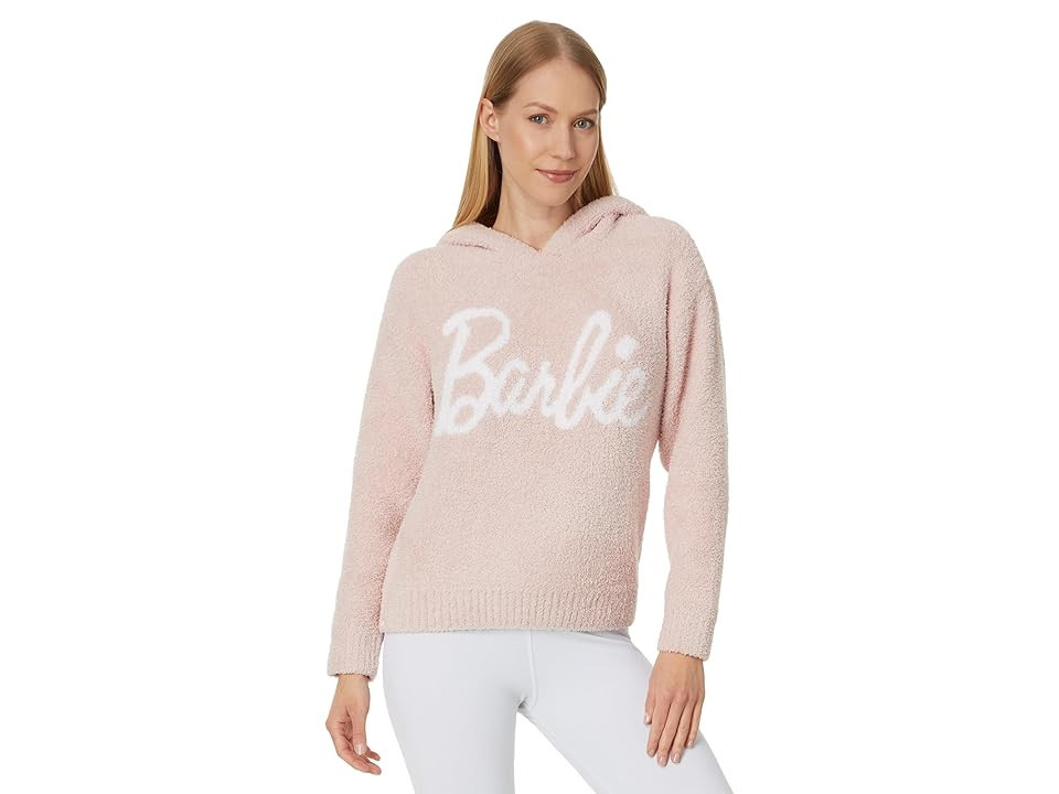 Barefoot Dreams CozyChic(r) Barbie Hoodie Women's Sweater Dusty Rose/White : MD (US 10-12), Polyester | Zappos