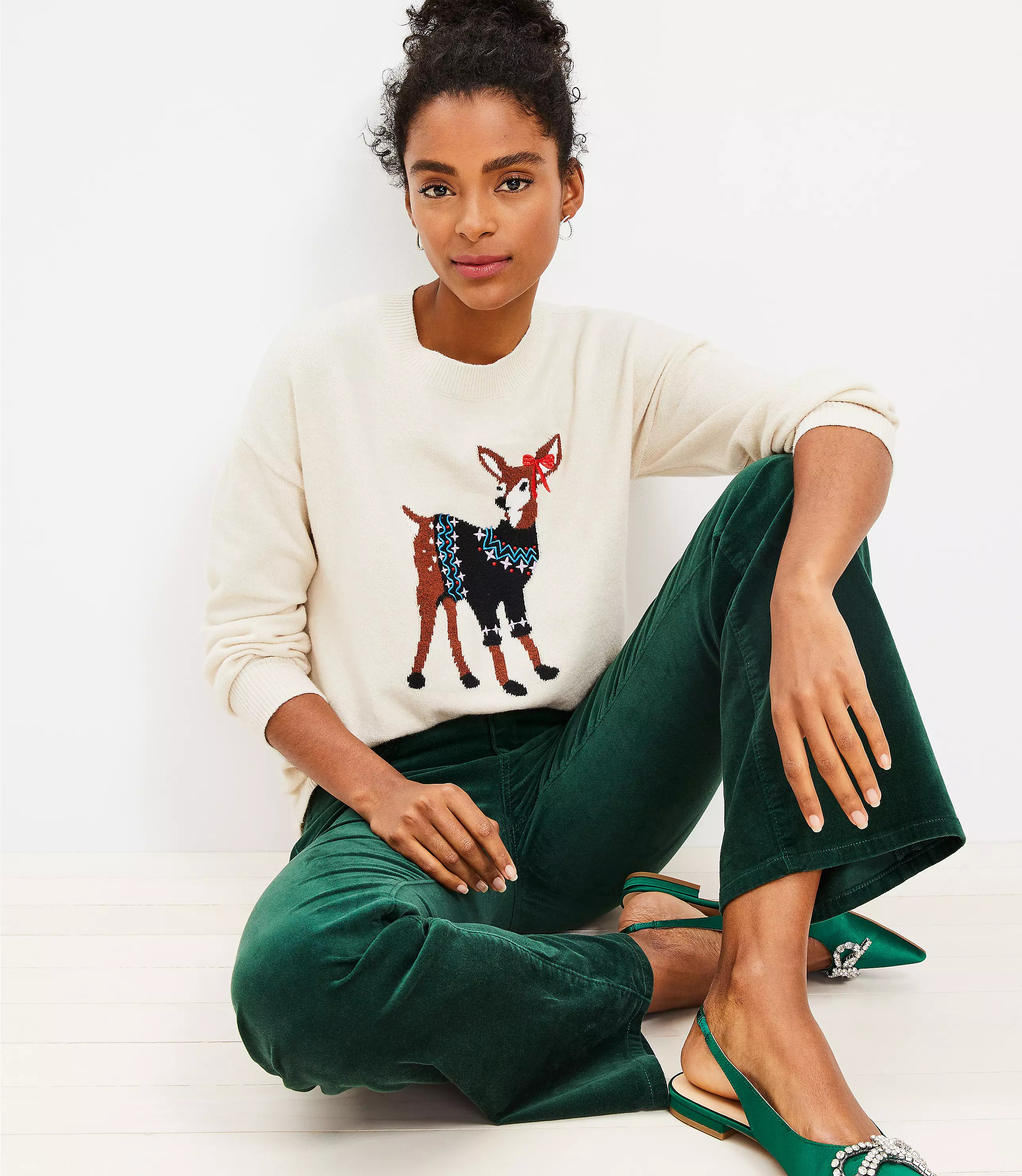 Holiday Deer Everyday Sweater | LOFT