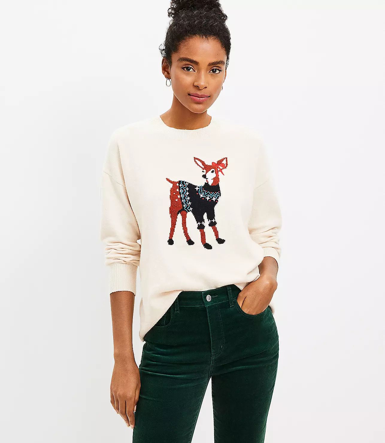Holiday Deer Everyday Sweater | LOFT