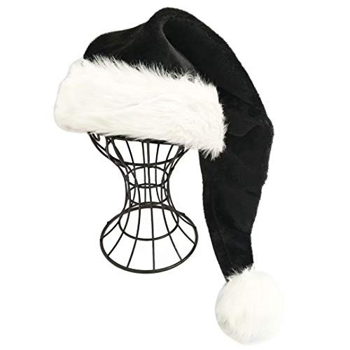 OLLULL Black and White Deluxe Adults Santa Hat for Black Christmas Theme | Amazon (US)