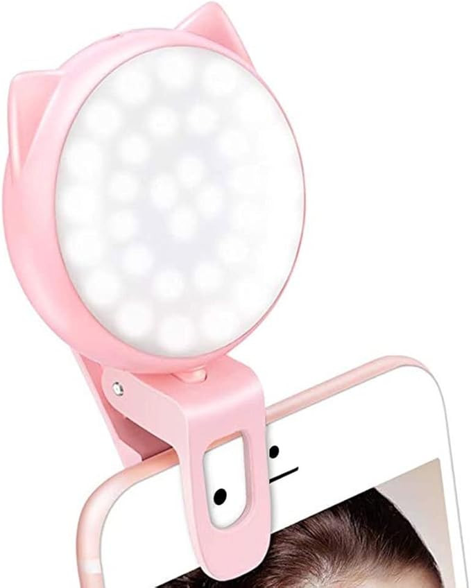 Selfie Clip on Ring Light, Mini Rechargeable 9 Level Adjustable Brightness Light with 32 LED, 2-8... | Amazon (US)
