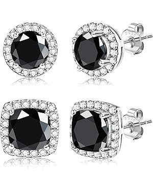 Hayoso 18K Gold Plated Halo Stud Earrings 925 Sterling Silver Cubic Zirconia Stud Earrings Round ... | Amazon (US)