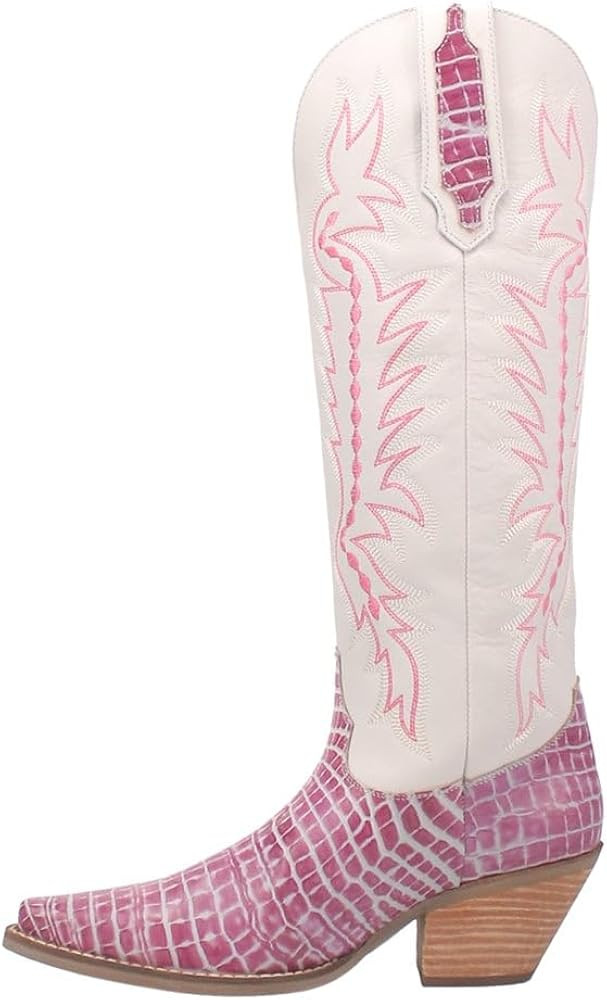 Womens High Lonesome Snake Print Pointed Toe Casual Boots Knee High Mid Heel 2-3" - Brown | Amazon (US)