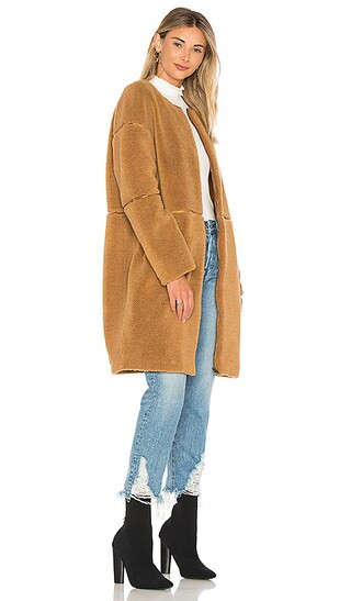 Tularosa x REVOLVE Shiloh Faux Fur Coat in Cognac | Revolve Clothing