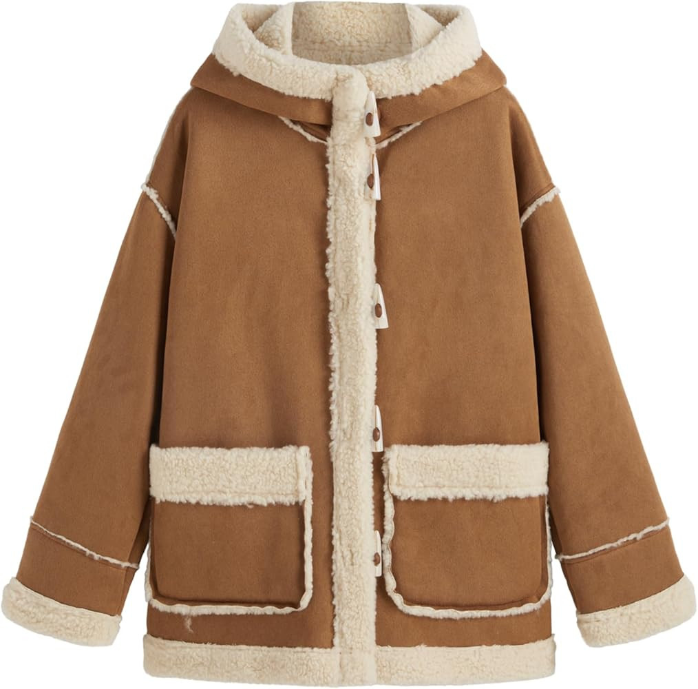 CIDER Faux Shearling Hooded Pocket Duffle Jacket | Amazon (US)