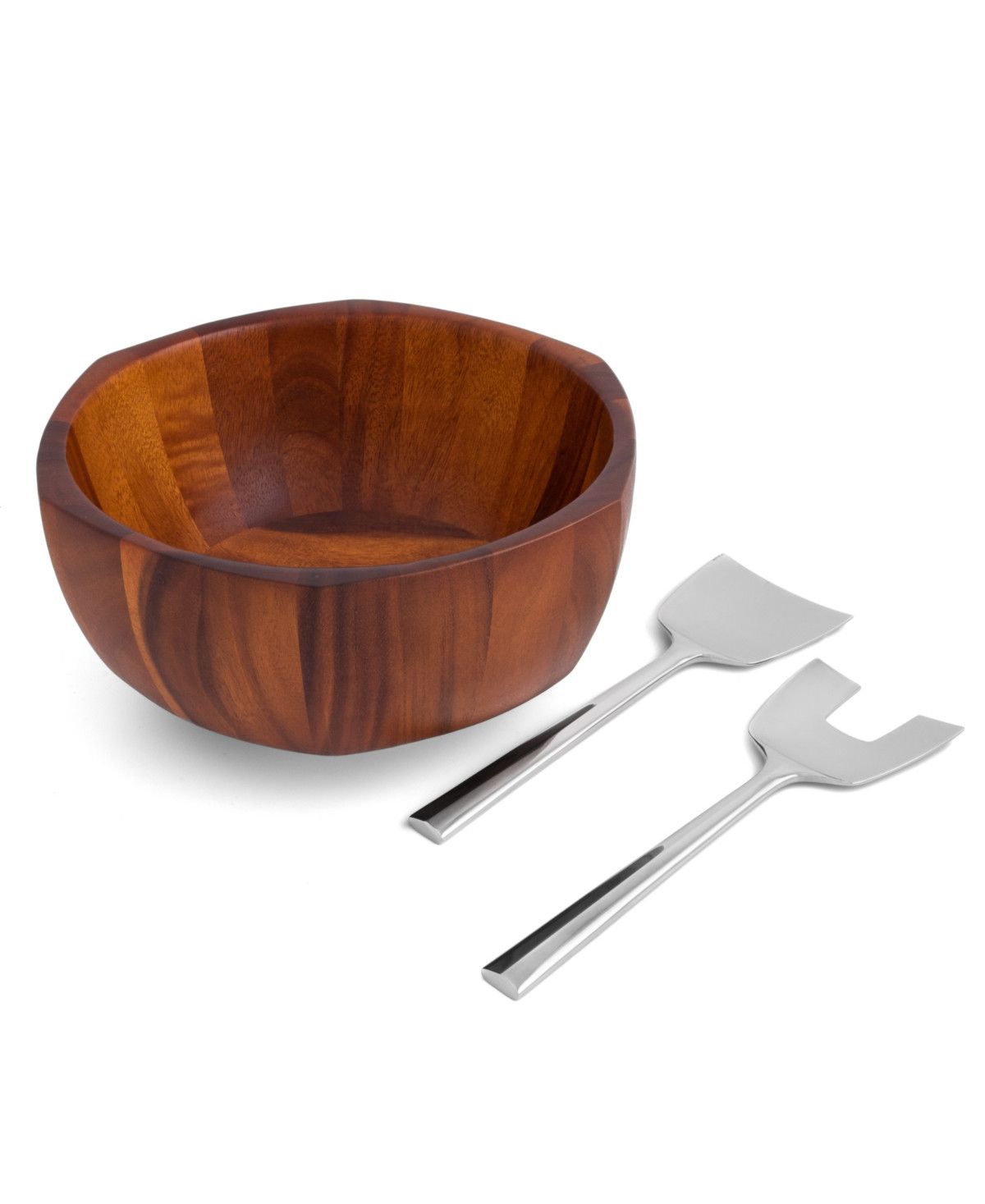 Nambe Rivet Salad Bowl with Servers, Set of 3 - Brown | Macy's