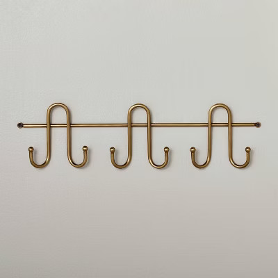 16" Multi-Prong Metal Wall Hook Rack Brass Finish - Hearth & Hand™ with Magnolia | Target
