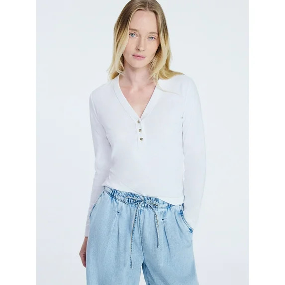 Free Assembly Women's V-Neck Henley with Long Sleeves, Sizes XS-XXL | Walmart (US)