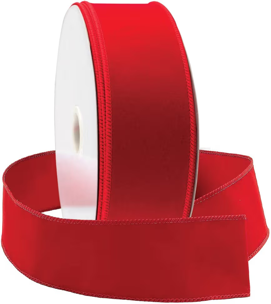 Red Velvet Ribbon Wired Christmas Ribbons 2.5 Inch Wide Wired-Edge Trim - Floral & Gift Wrapping ... | Amazon (US)