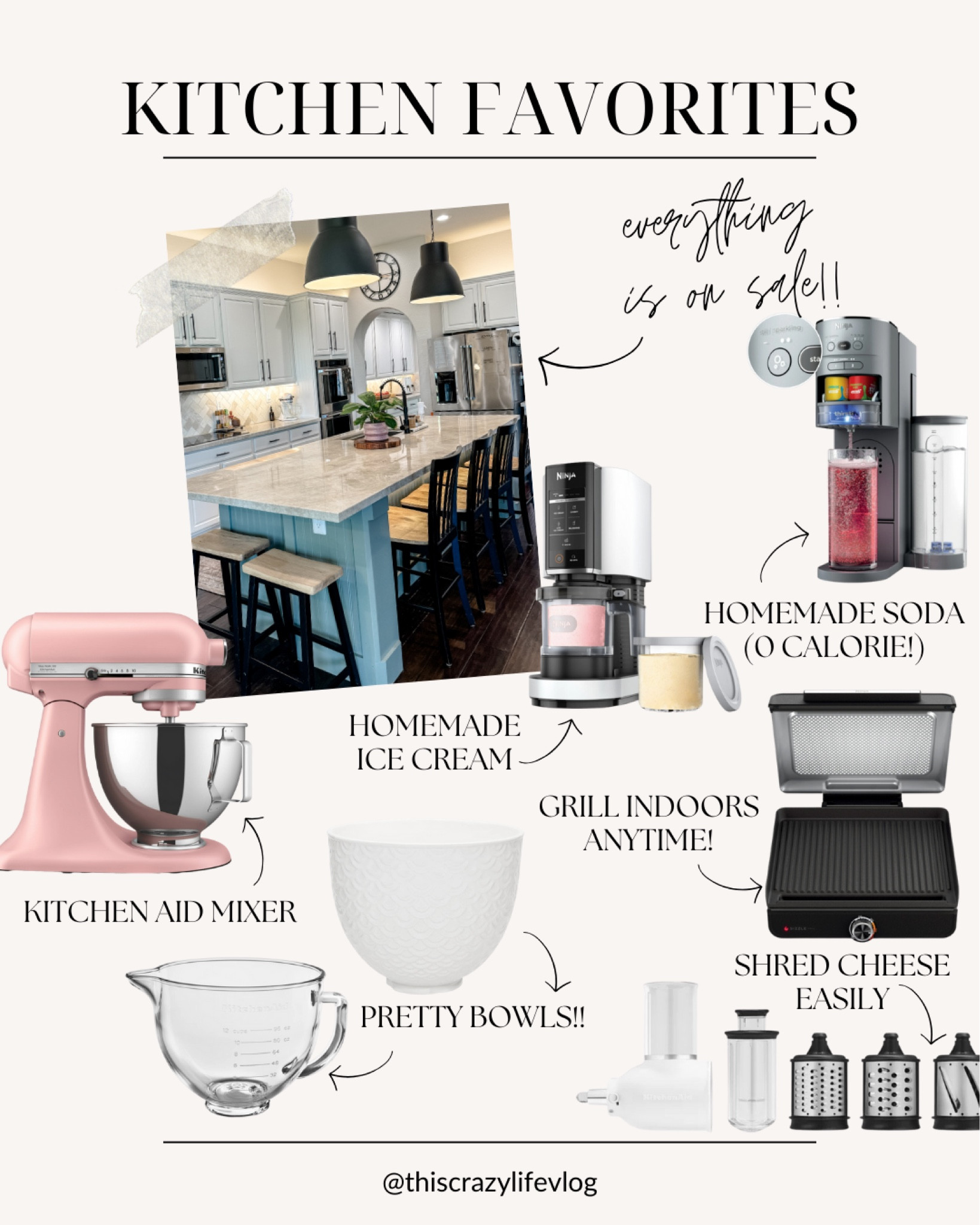 These kitchen small appliances & accessories from @walmart (Kitchen Aid & Ninja) are used constantly in my kitchen & I love them!! #walmartpartner   My Kitchen Aid looks so pretty with a more styled bowl & the function of my mixer itself & the cheese grating attachment always validates its space on my counter! And our Ninja sizzle gets pulled out multiple times a week to grill meats & veggies for dinner or lunch (then cleaned in the dishwasher!) and our Ninja soda maker is also a family favorite because it makes at home, zero calorie sodas and the flavor combos are limitless (basically) haha ♡ Everything is linked below!

#walmartmusthaves #walmart #walmarthome #walmartfinds 

#LTKSaleAlert #LTKFamily #LTKHome