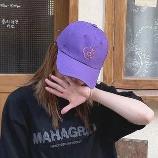 Flower Embroidered Baseball Cap Purple - One Size | YesStyle Global