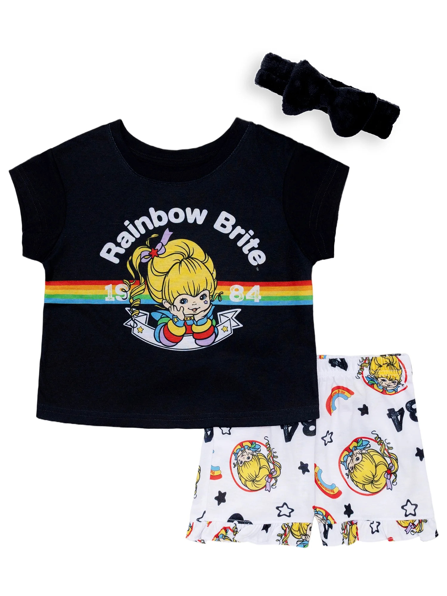Rainbow Brite Tween 2- Piece Short Sleeve Top and Shorts Pajama Set with Spa Headband, Sizes 4-12 | Walmart (US)