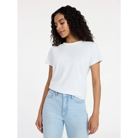 Time and Tru Women's Crewneck Slub Tee with Short Sleeves, Sizes XS-XXXL | Walmart (US)
