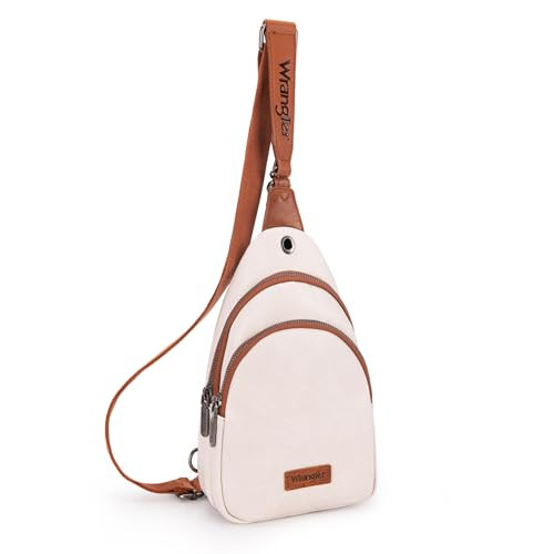Wrangler Small Sling Bag for Women Fanny Packs Crossbody Bags Leather Chest Bag Cross Body Purse for Gift,WG87-227BG/BR | Amazon (US)