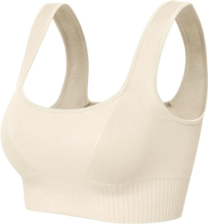 ODODOS Seamless Square Neck Sports Bra for Women Ribbed Crop Tank Casual Low Back Cropped Tops | Amazon (US)