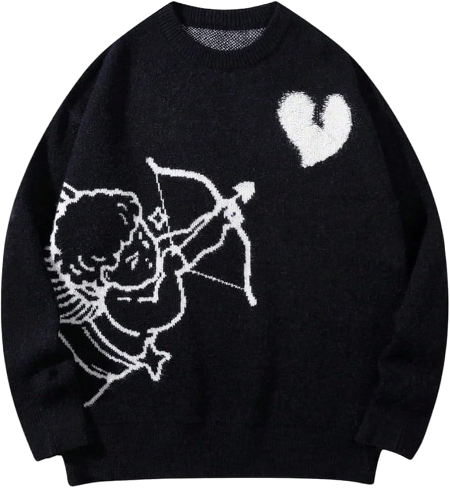 Boy's Heart Graphic Sweaters Cute Fall Crewneck Sweater Oversized Long Sleeve Preppy Knit Pullove... | Amazon (US)
