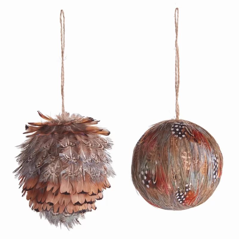 2 Piece Feather Ball Holiday Shaped Ornament Set | Joss & Main | Wayfair North America
