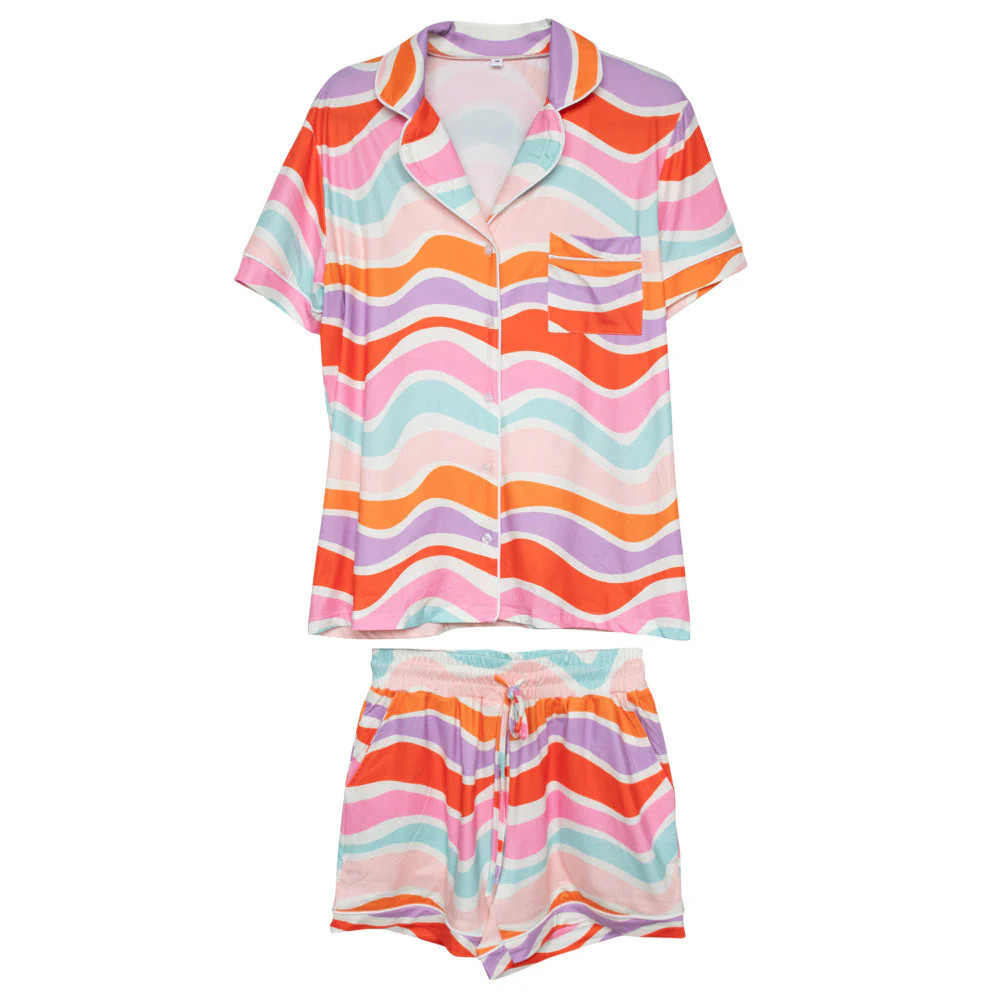 Multicolored Abstract Wave Women's Pajamas | Katydid.com