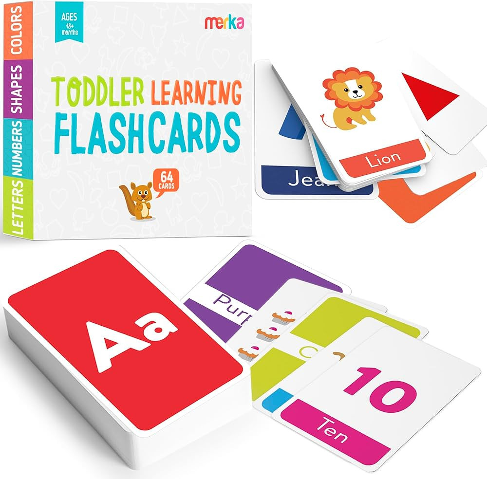 merka Toddler Flash Cards Alphabet Flash Cards for Toddlers, Set of 64 Letters, Colors, Shapes an... | Amazon (US)