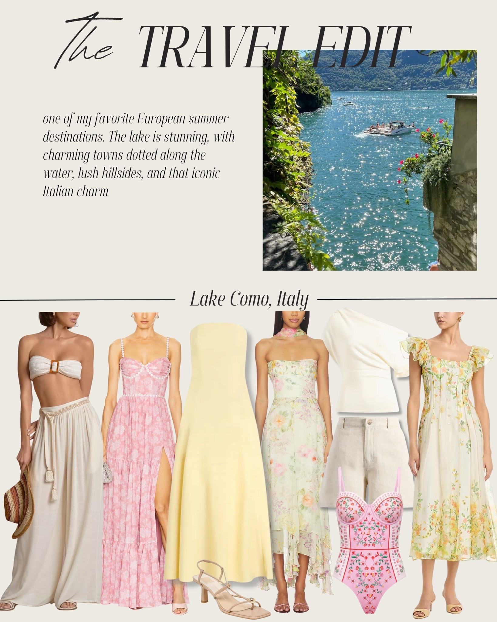 The travel edit - Lake Como, Italy 
Vacation outfit ideas, European summer outfit ideas, floral dresses, butter yellow, baby pink, neutral colors 

#LTKootd #LTKSeasonal #LTKU