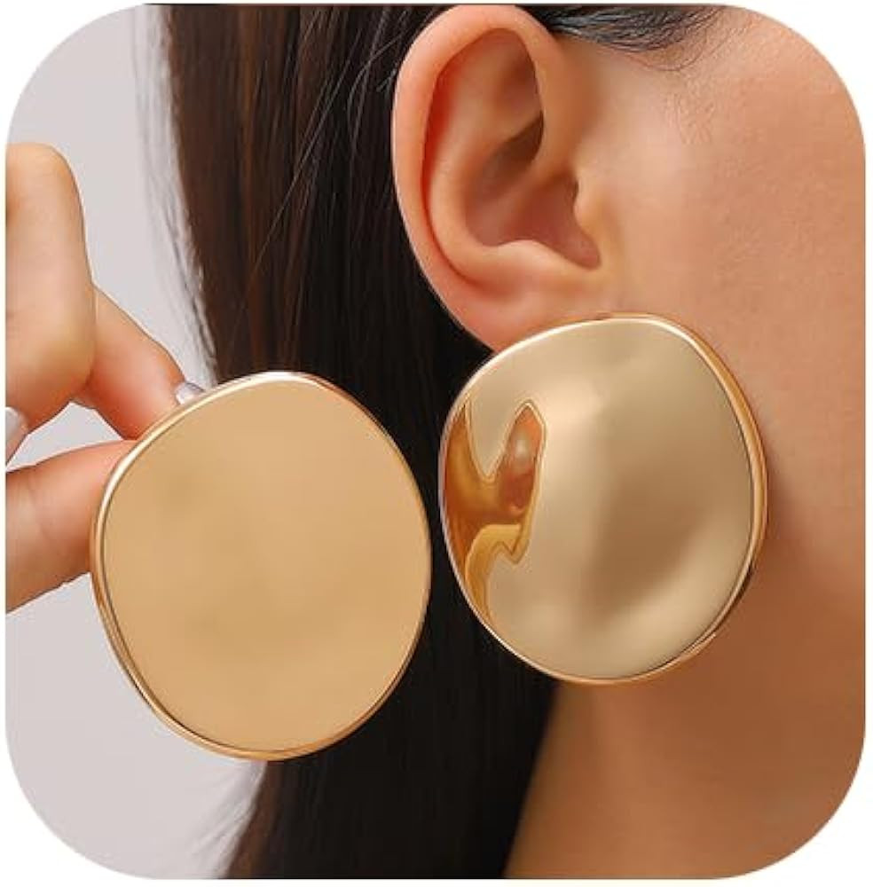 Chunky Gold Statement Earrings for Women Exaggerated Silver Minimalist Drop Earrings Jewelry | Amazon (US)