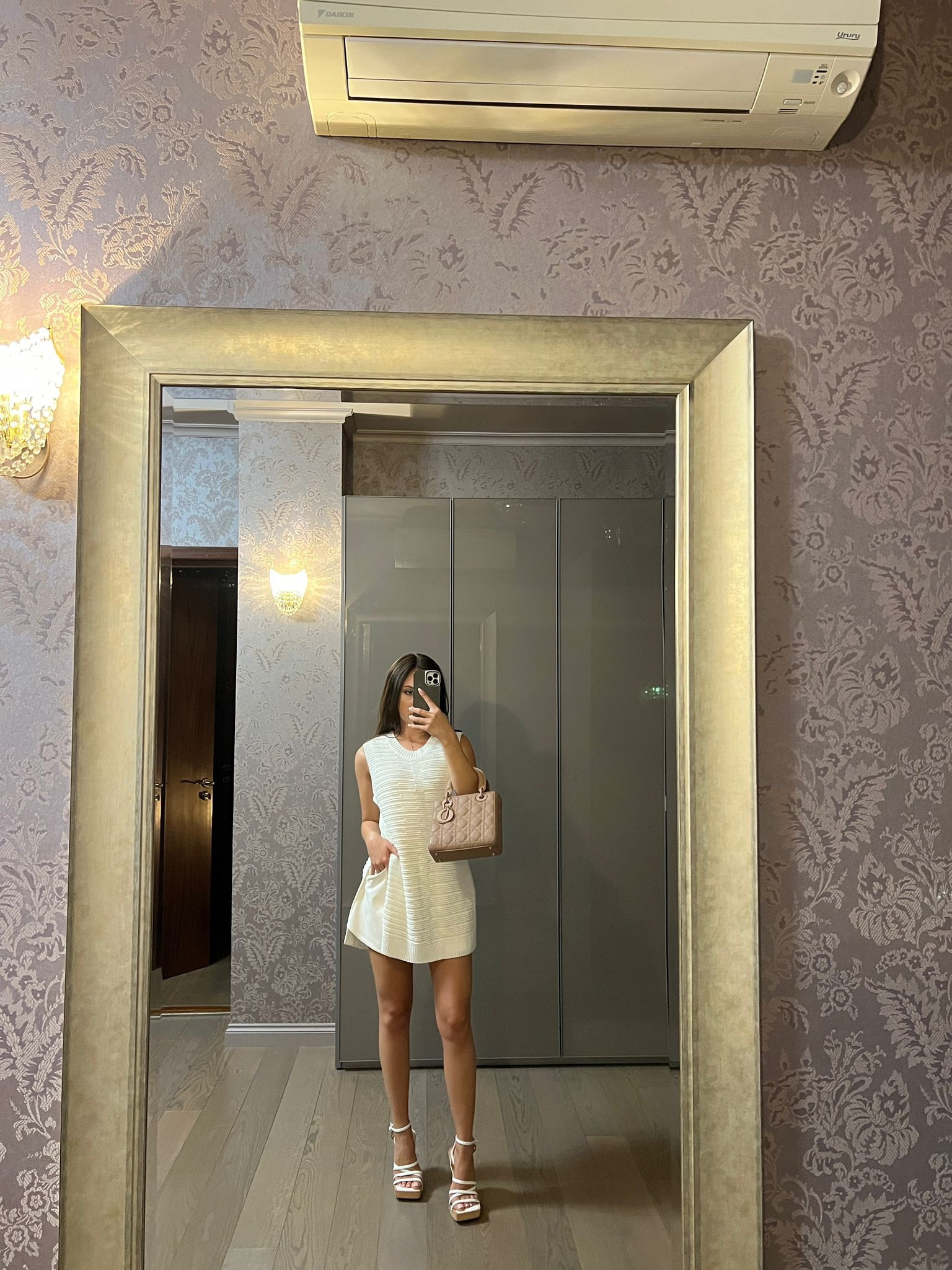 Knitted white sleeveless dress, pink quilted bag, white platform heels, lady Dior bag, naked Wolfe heels 

#LTKeurope #LTKSeasonal #LTKstyletip