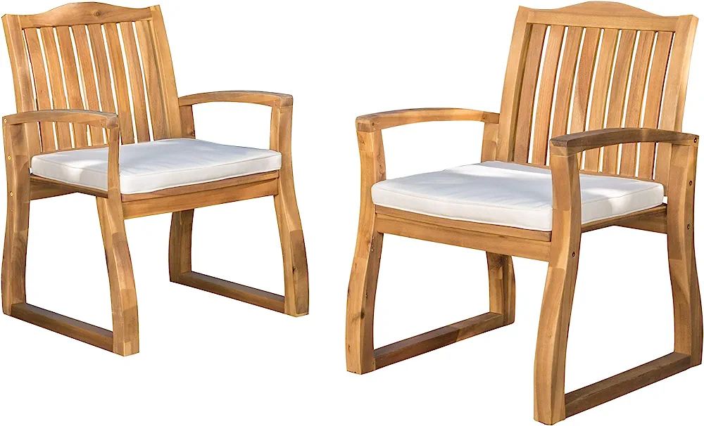 Christopher Knight Home Della Acacia Wood Outdor Dining Chairs, 2-Pcs Set, Teak Finish With Rusti... | Amazon (US)