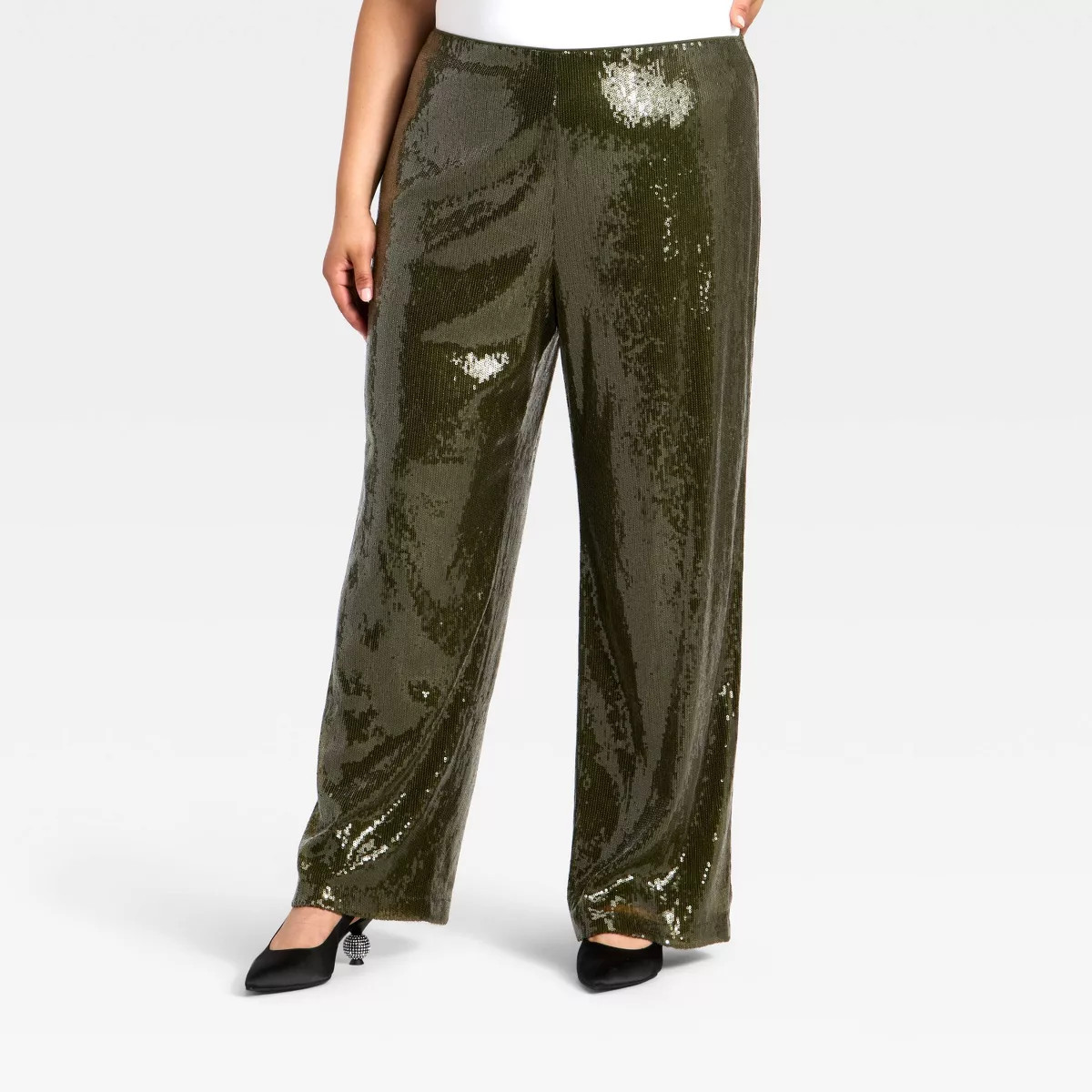 Women's Sequin Pants - A New Day™ Green L | Target