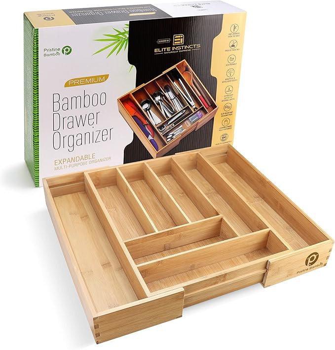 PRISTINE BAMBOO Silverware Tray for Drawer Organizer - Kitchen Drawer Organizer - Cutlery Organiz... | Amazon (US)