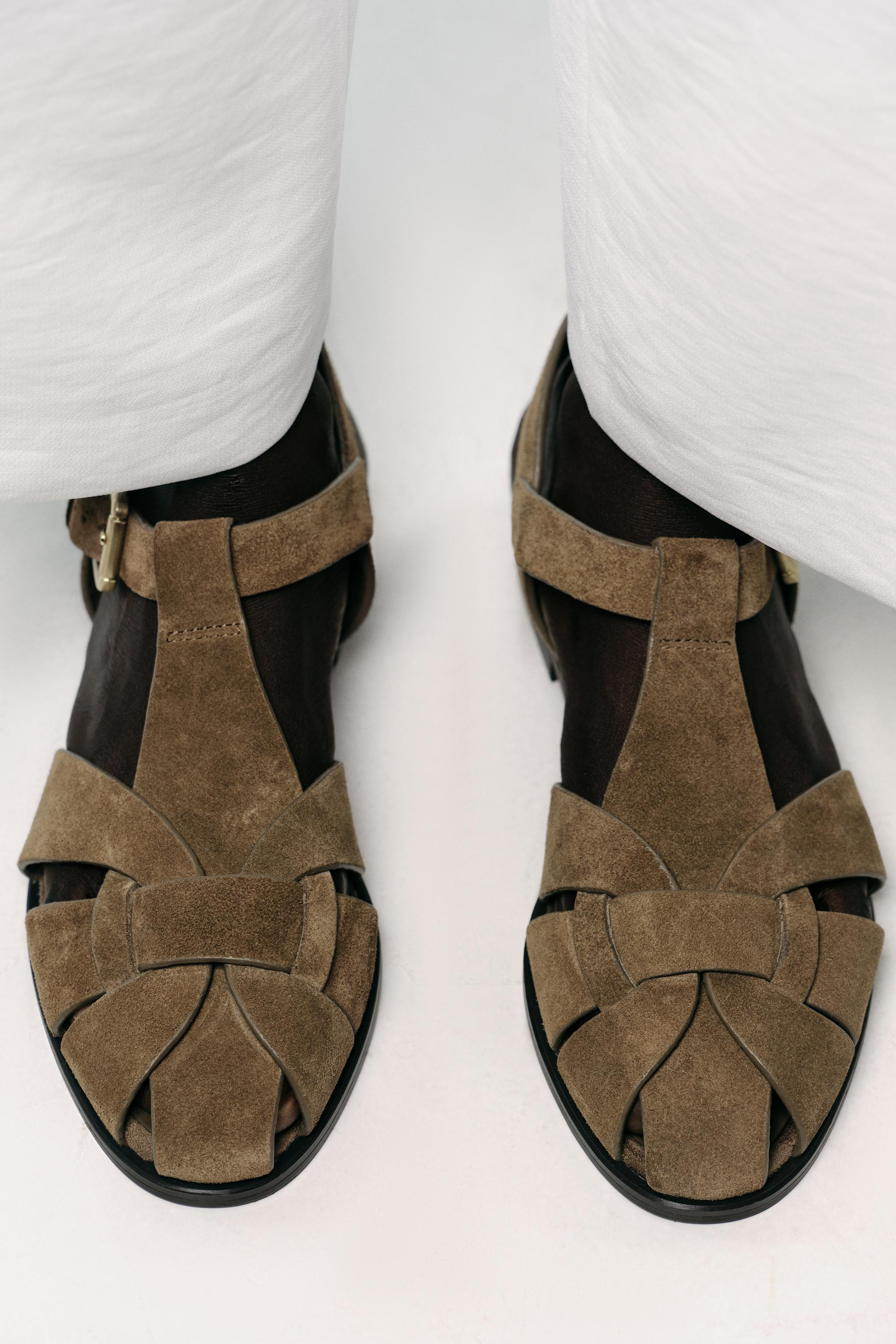 SPLIT SUEDE CAGE SANDALS | Zara US