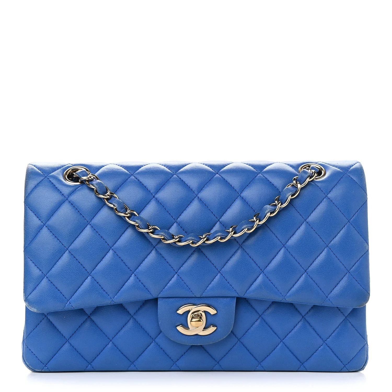 CHANEL Lambskin Quilted Medium Double Flap Blue | FASHIONPHILE | Fashionphile