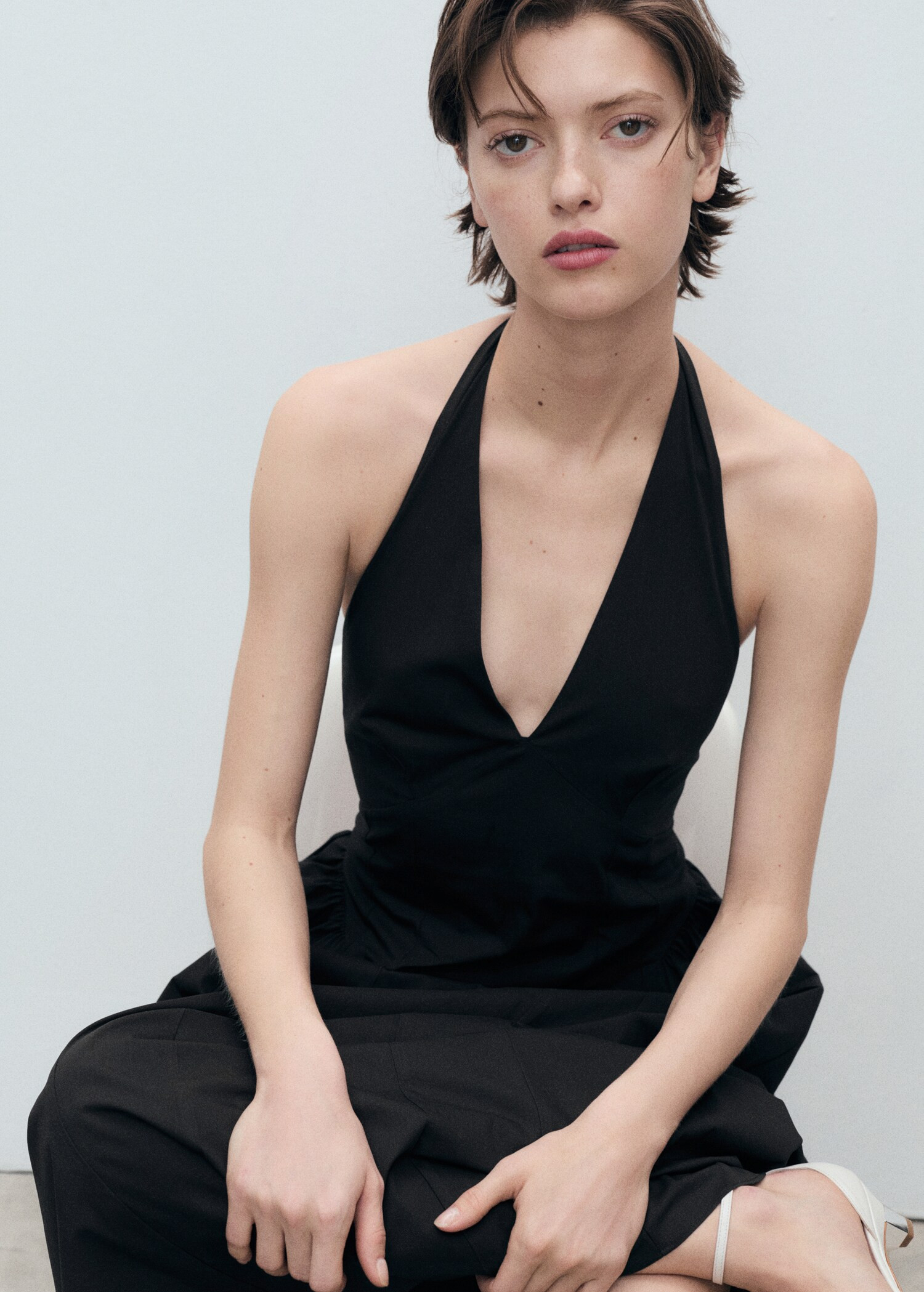 Halter neck cotton midi-dress - Women | MANGO United Kingdom | MANGO (UK)