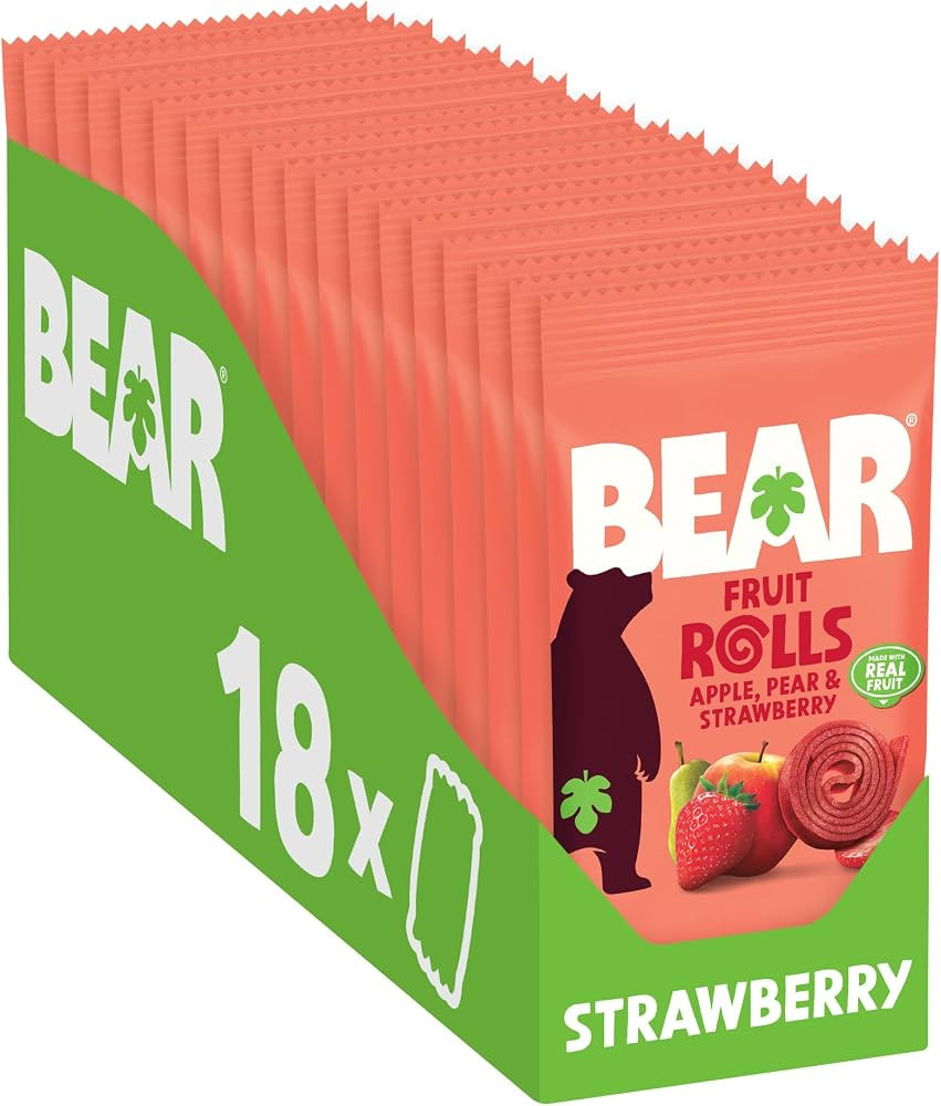 BEAR Fruit Rolls Strawberry 20g (Pack of 18) \u2013 Made with Real Fruit | Amazon (US)