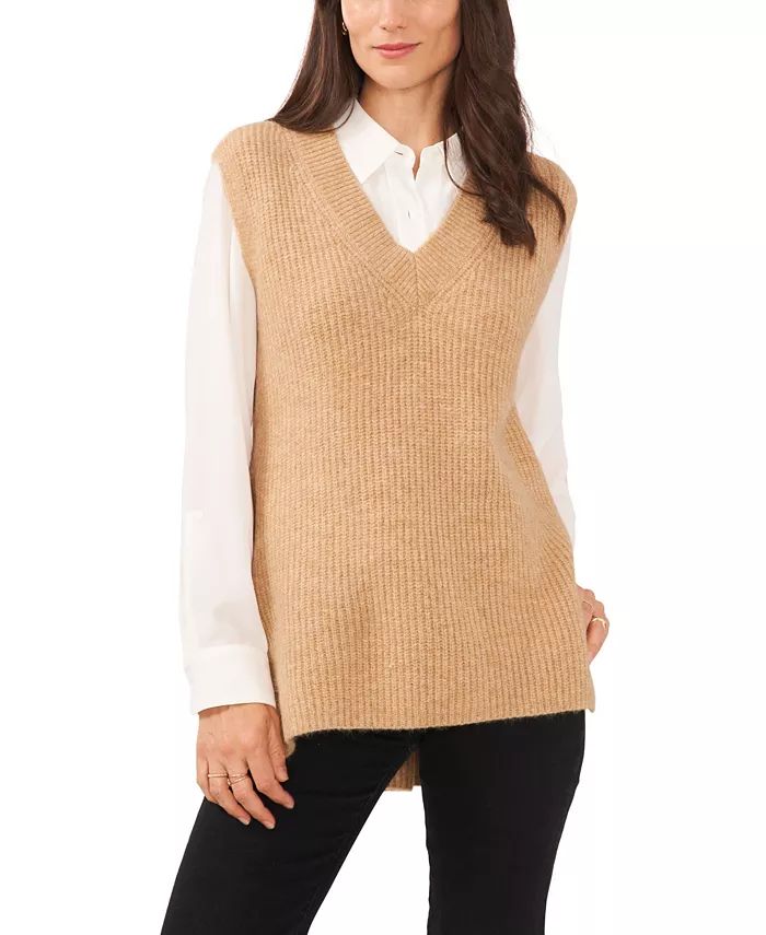 Vince Camuto Women's Shaker Vest V-Neck with High Low Hem Sweater & Reviews - Sweaters - Women - ... | Macys (US)