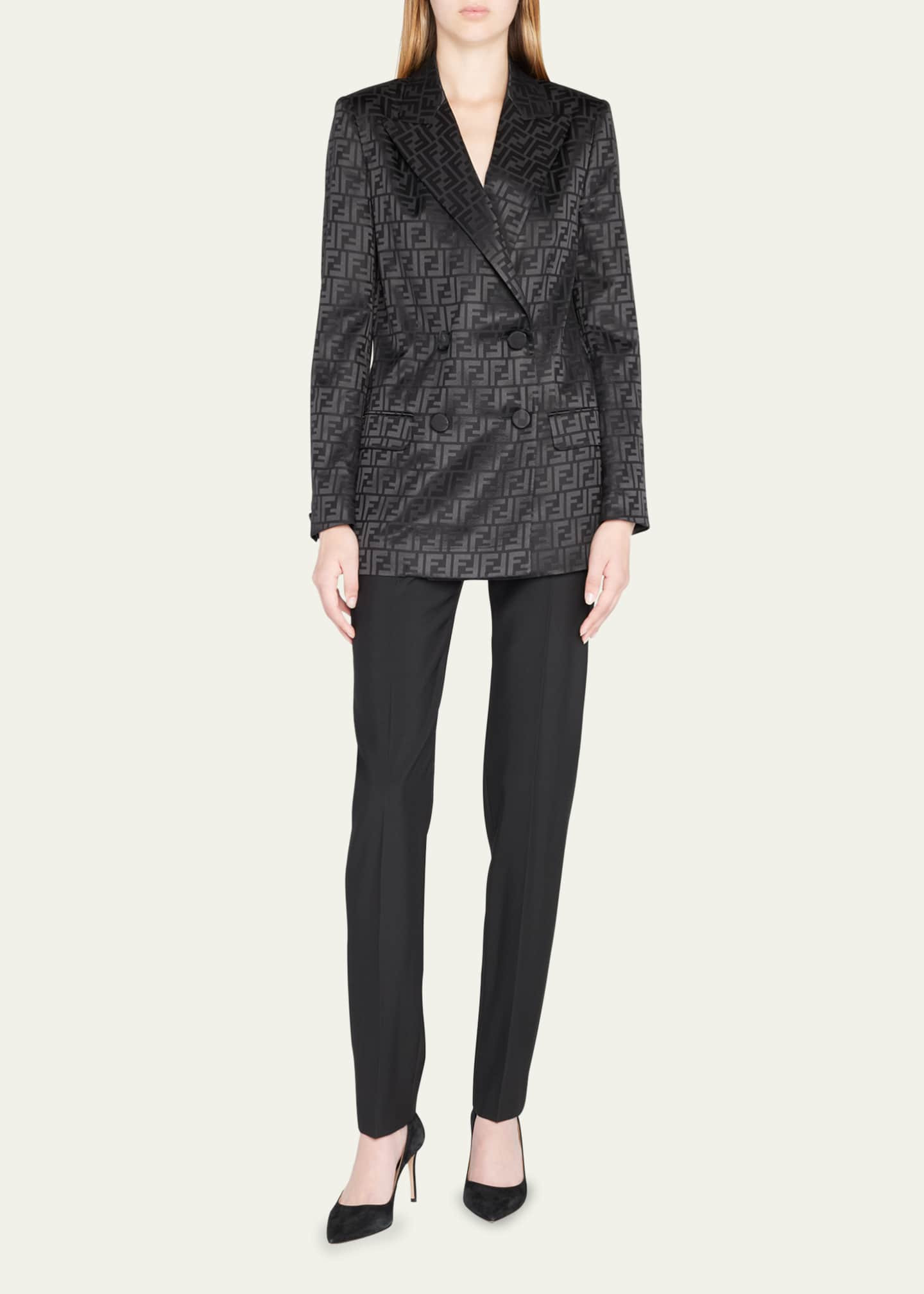Logo Jacquard Double-Breasted Crepe Blazer | Bergdorf Goodman