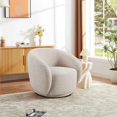 Swivel Accent Chair, Boucle Fabric Upholstered Barrel Chair, Single Sofa Single Armchair for Living Room | Wayfair North America