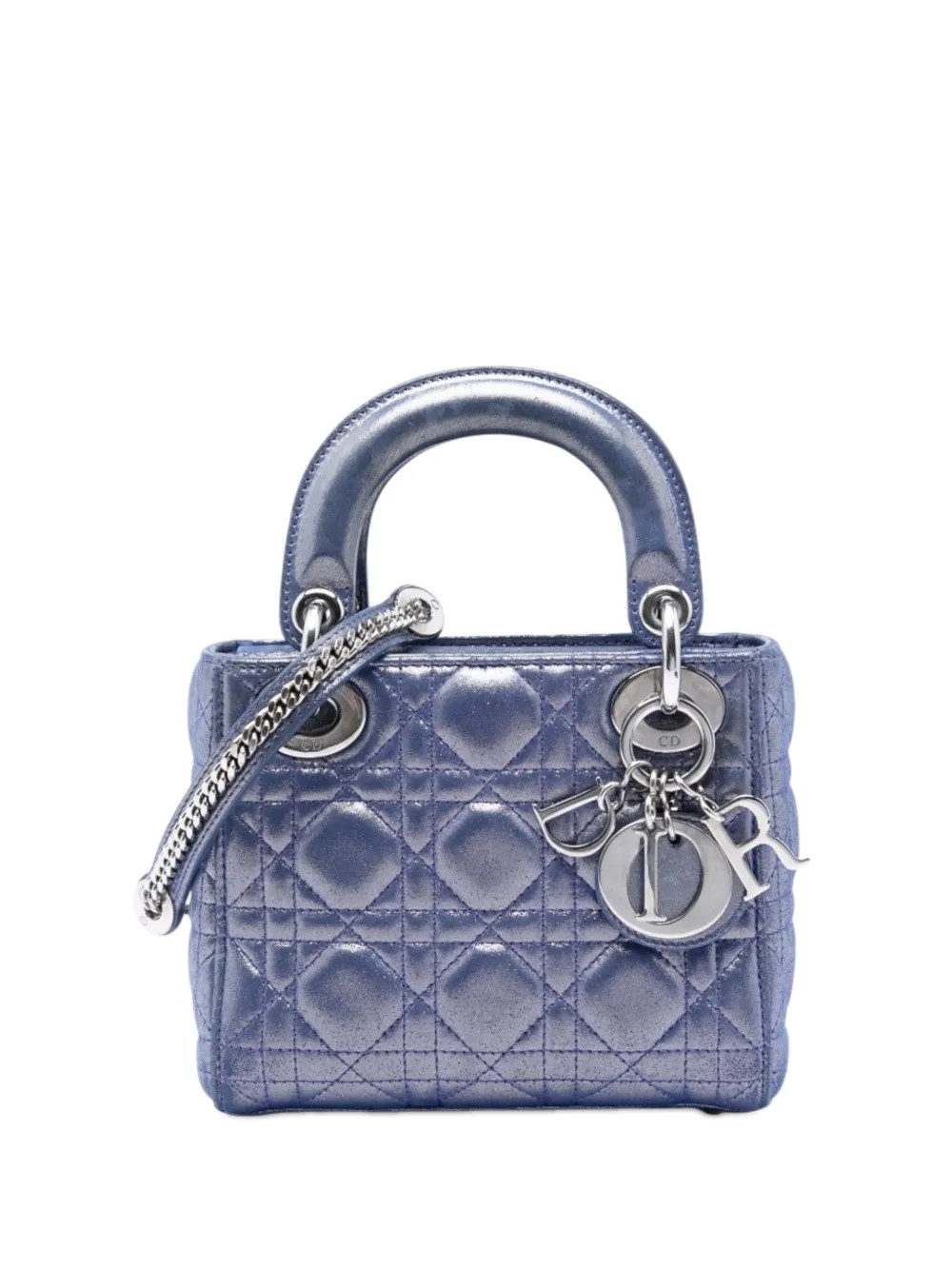 Christian Dior Pre-Owned 2016 Mini Iridescent Lambskin Cannage Lady Dior Satchel | Blue | FARFETC... | Farfetch Global