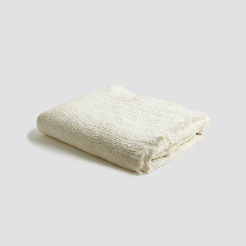 Cream Linen Crinkle Throw | Piglet