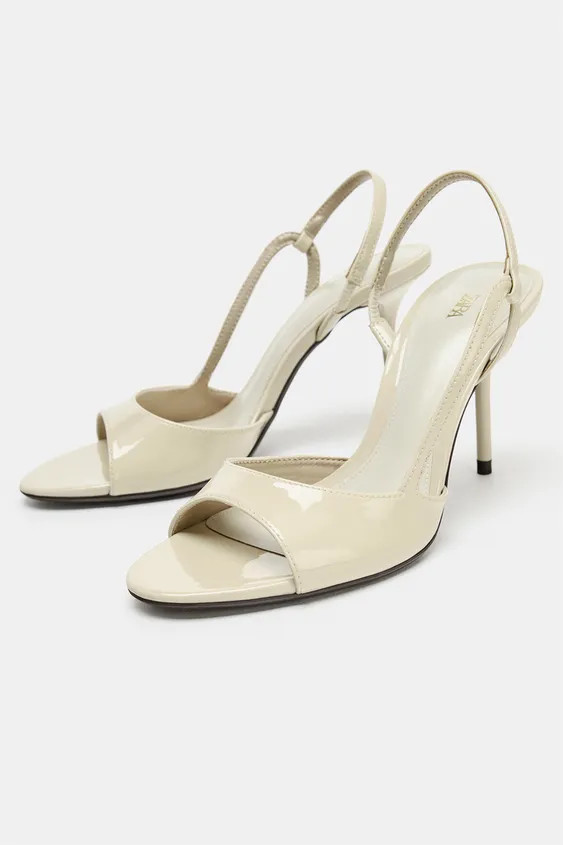 PATENT FINISH HEELED SANDALS | Zara US