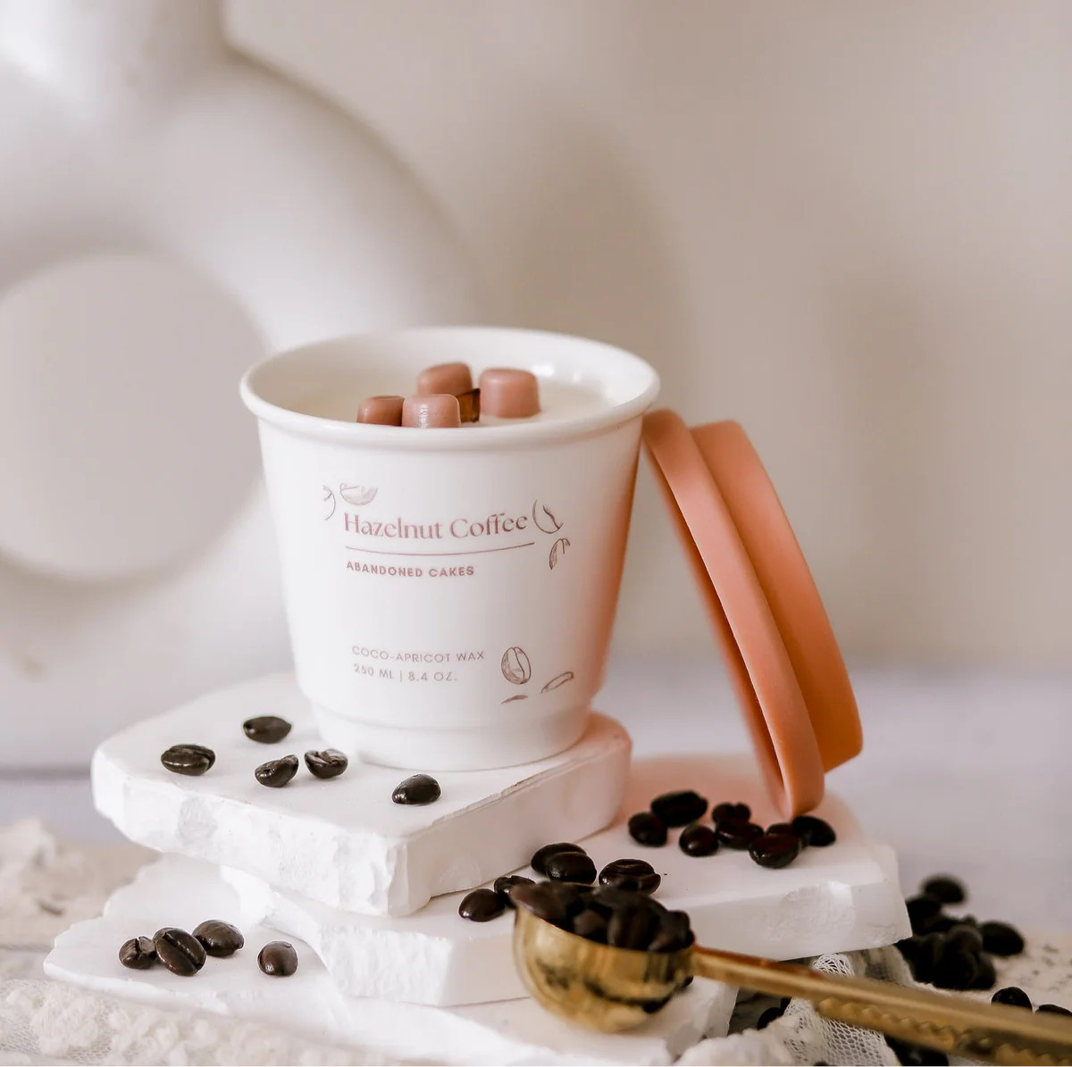 Hazelnut Coffee Candle – 8.4 oz Ceramic To-Go Cup | Nutty Coffeehouse Scented Candle | Abandone... | Abandoned Cakes