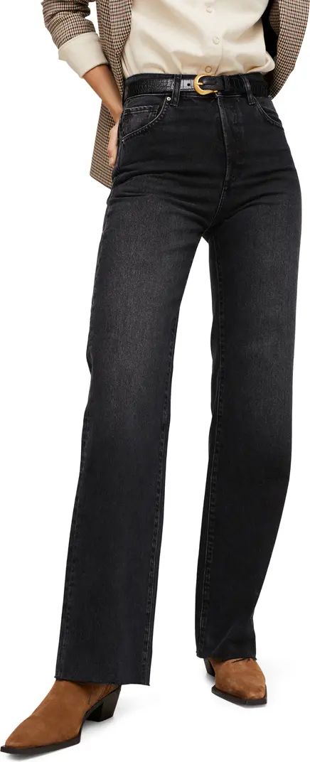 MANGO High Waist Raw Hem Wide Leg Jeans | Nordstrom | Nordstrom