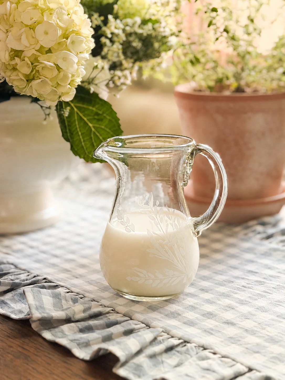Hand-Etched Blown Petite Pitcher | Cottage and Key