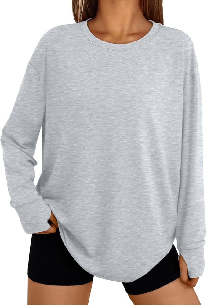 Trendy Queen Womens Oversized T Shirts Fall Thumb Hole Long Sleeve Workout Tops Fashion Plus Size... | Amazon (US)