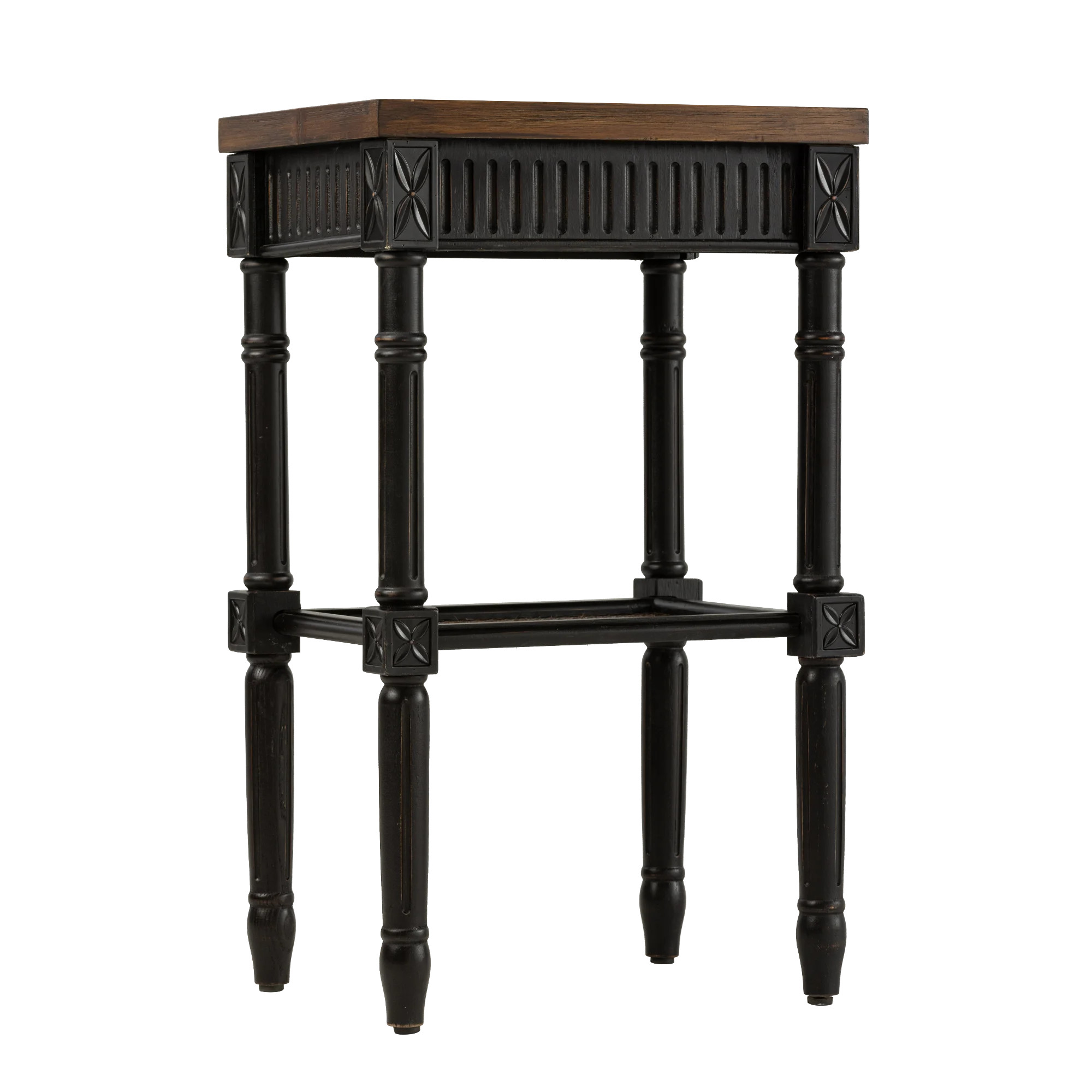 COZAYH French Country Distressed Accent Table, Espresso Tray Top and Woven Wicker Shelf, Boho, Fa... | Walmart (US)