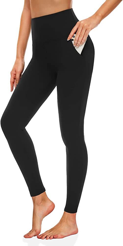 MOREFEEL Leggings with Pockets for Women, High Waisted Tummy Control Workout Black Hip Lift Yoga ... | Amazon (US)