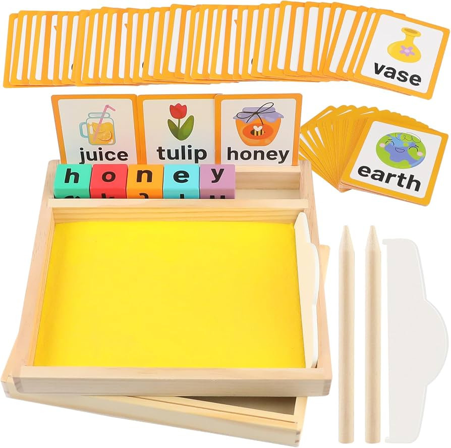 2 Set Sand Tray Toys Wooden Sand Writing Tray for Kids Classroom Home Learning Educational Sensor... | Amazon (US)