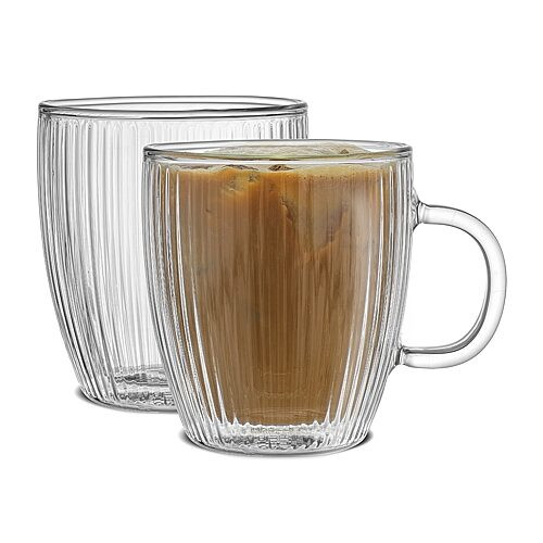 Joyjolt Fluted Savor Double Wall 2-pc. Coffee Mug, One Size, White | JCPenney