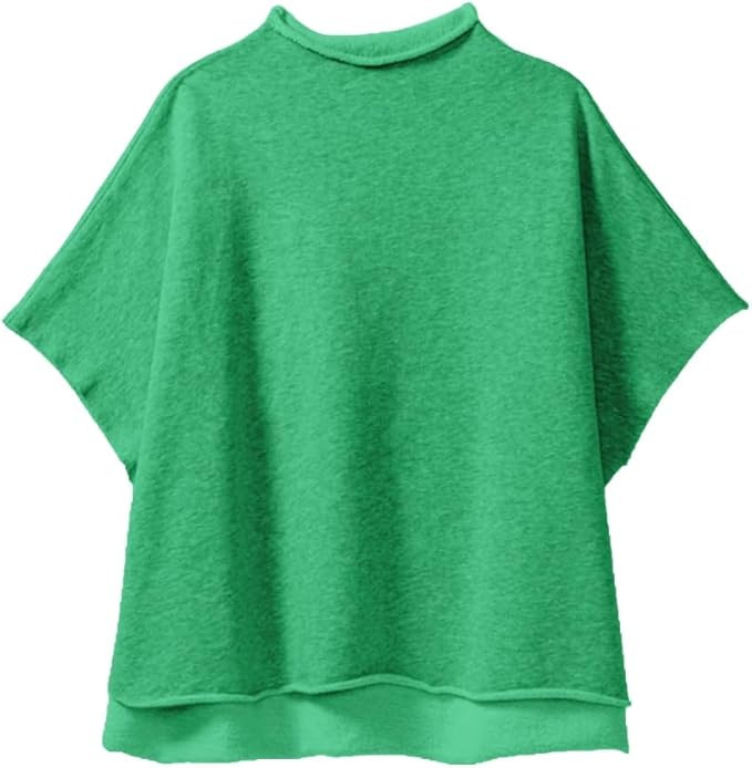 Women's 3/4 Batwing Sleeve Pullover Tops Oversized Funnel Neck Capelet Casual Workout Sweatshirts | Amazon (US)