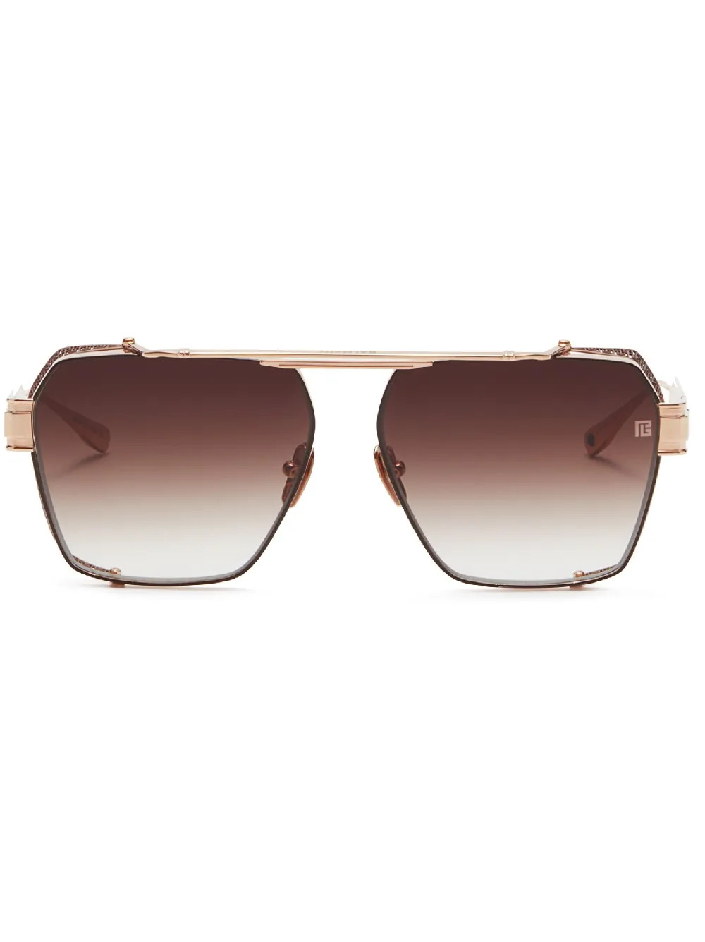 Balmain Eyewear Premier square-frame Sunglasses  | Brown | FARFETCH AE | Farfetch Global
