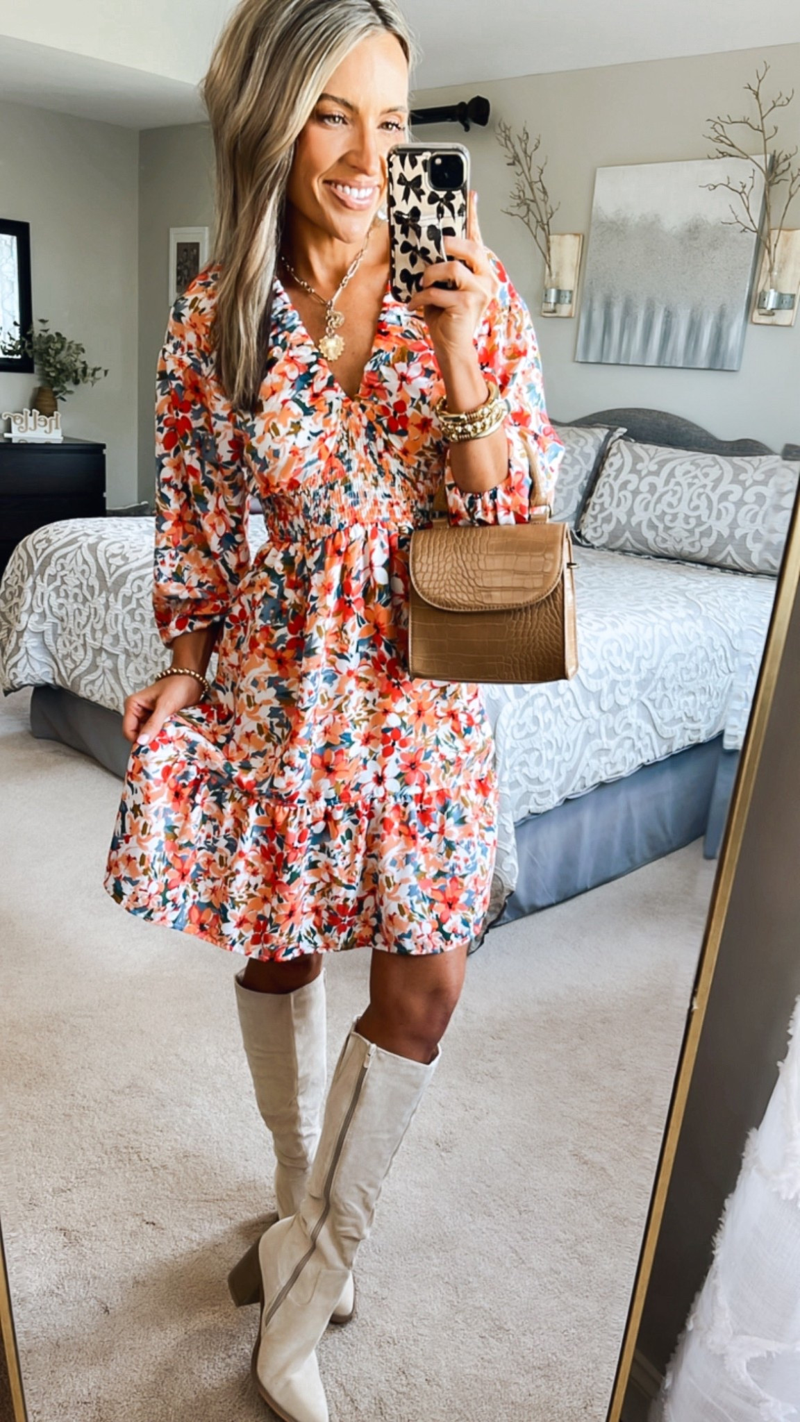 Adorable dress with sleeves that I’m loving with boots for fall! Or with sandals or heel for spring and summer! The colors are gorgeous! Stretchy comfortable bodice. TTS wearing small 

#LTKStyleTip #LTKSaleAlert #LTKFindsUnder50